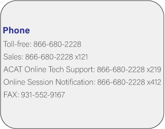 List of phone numbers for contacting PACAT